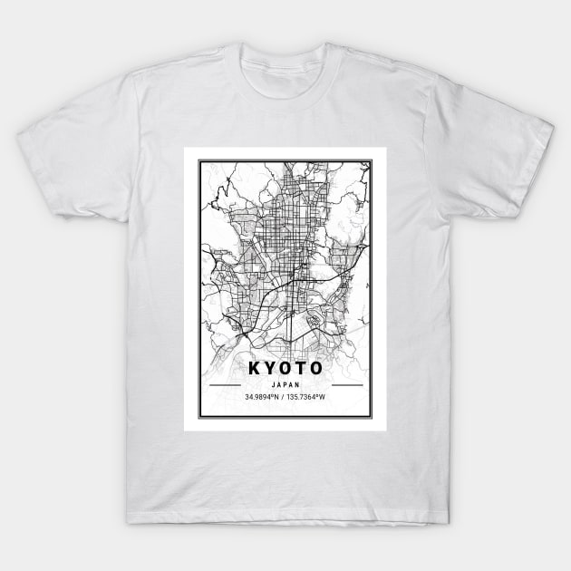 Kyoto Light City Map T-Shirt by tienstencil